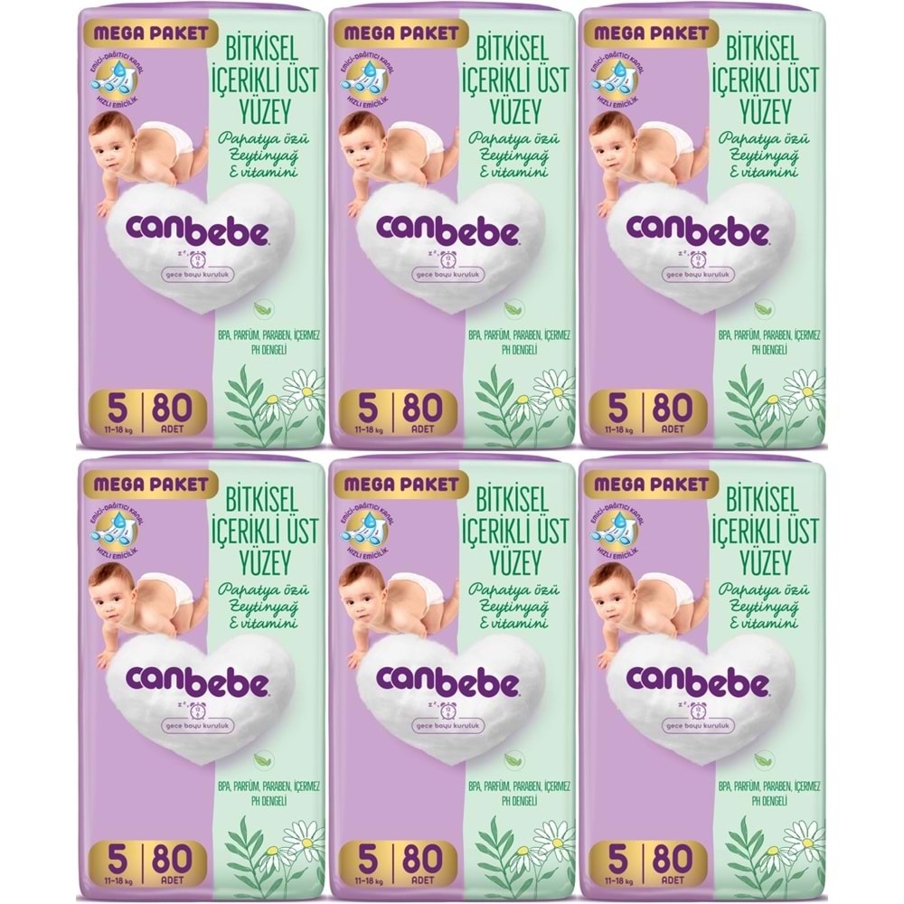 Canbebe Bebek Bezi Beden:5 (11-18KG) Junior 480 Adet Mega Ekstra Fırsat Pk