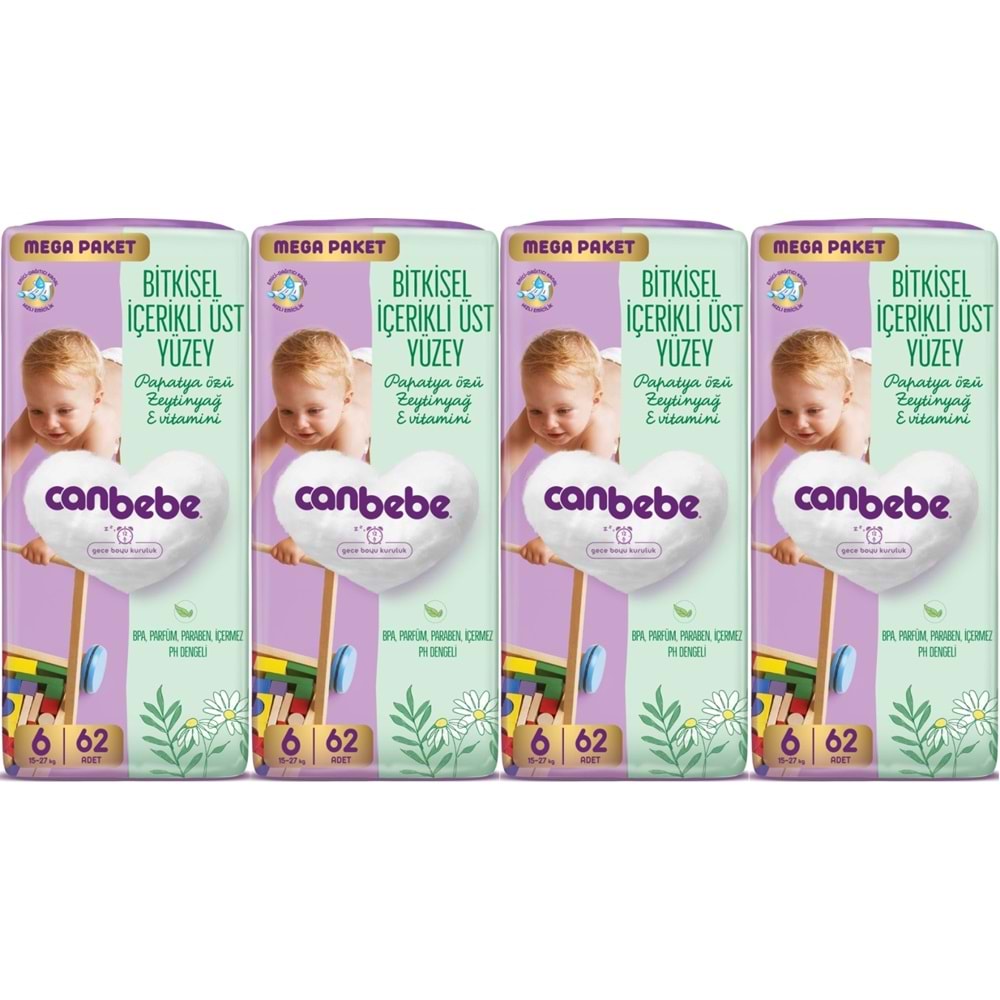 Canbebe Bebek Bezi Beden:6 (15-27KG) Exstra Large 248 Adet Mega Avantaj Fırsat Pk