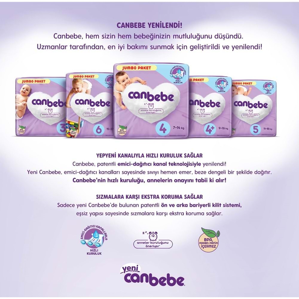 Canbebe Bebek Bezi Beden:6 (15-27Kg) Extra Large 64 Adet Ekonomik Fırsat Pk