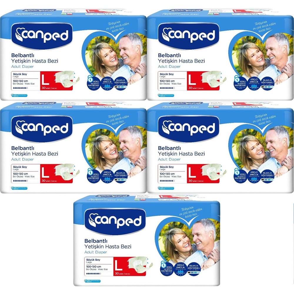 Canped Hasta Bezi Yetişkin Bel Bantlı Polietilen L - Büyük Boy 150 Adet