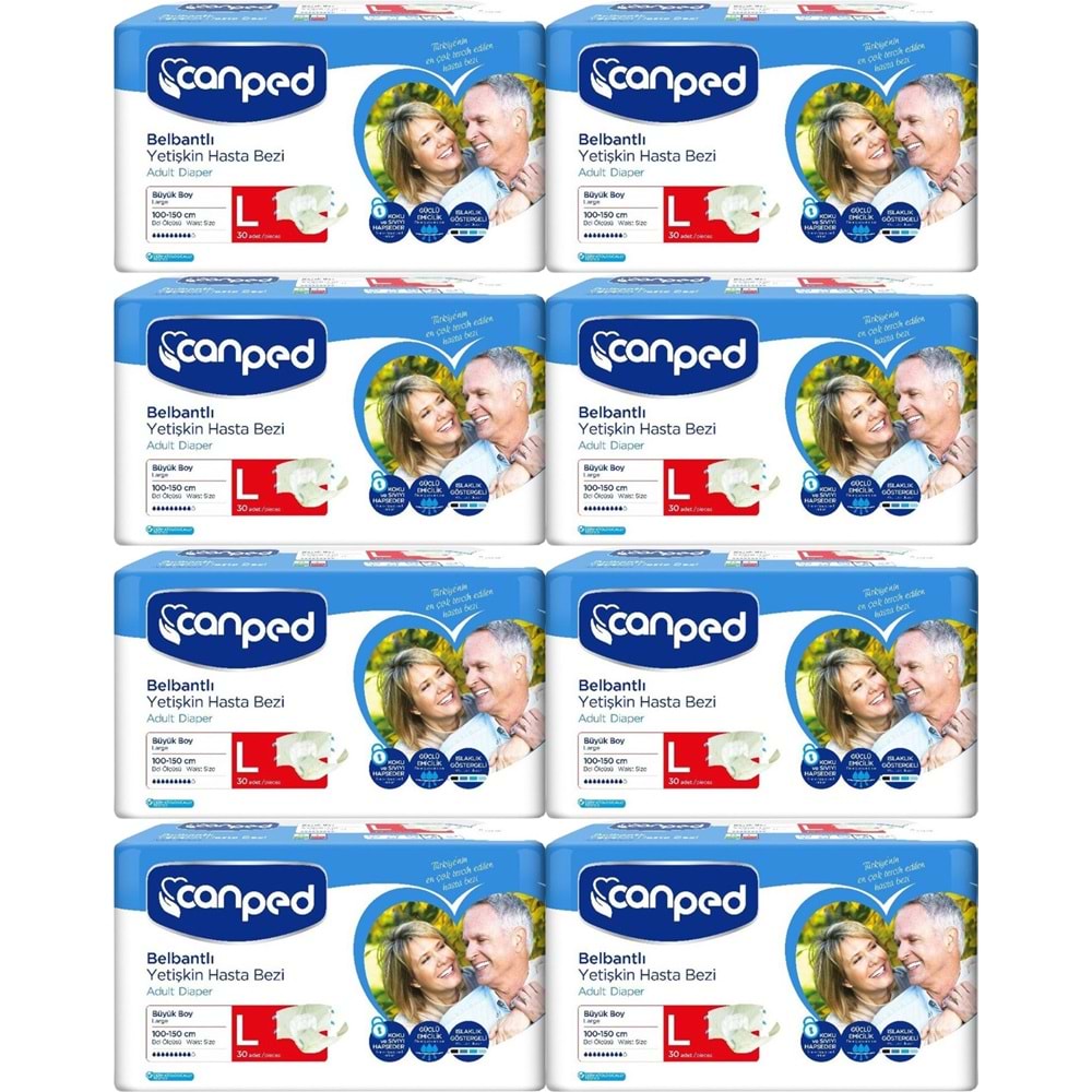 Canped Hasta Bezi Yetişkin Bel Bantlı Polietilen L - Büyük Boy 240 Adet