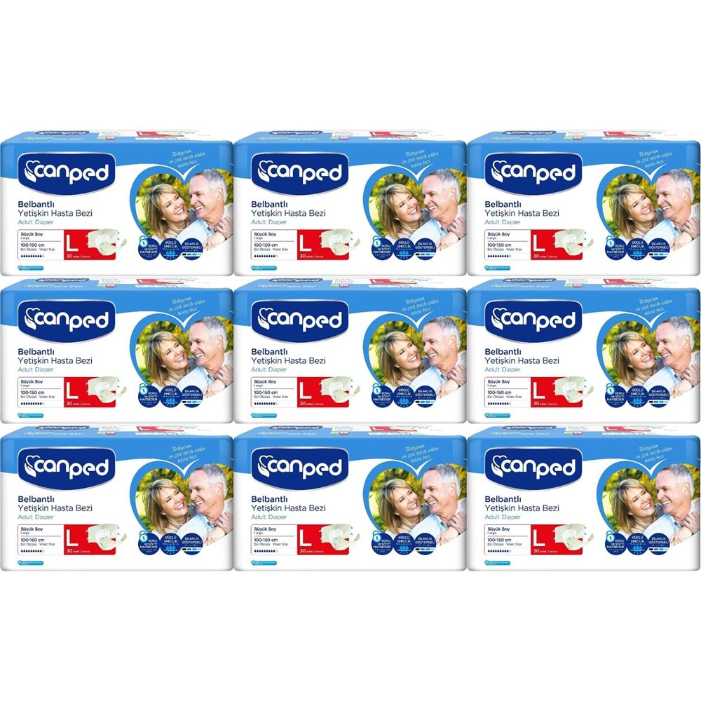 Canped Hasta Bezi Yetişkin Bel Bantlı Polietilen L - Büyük Boy 270 Adet