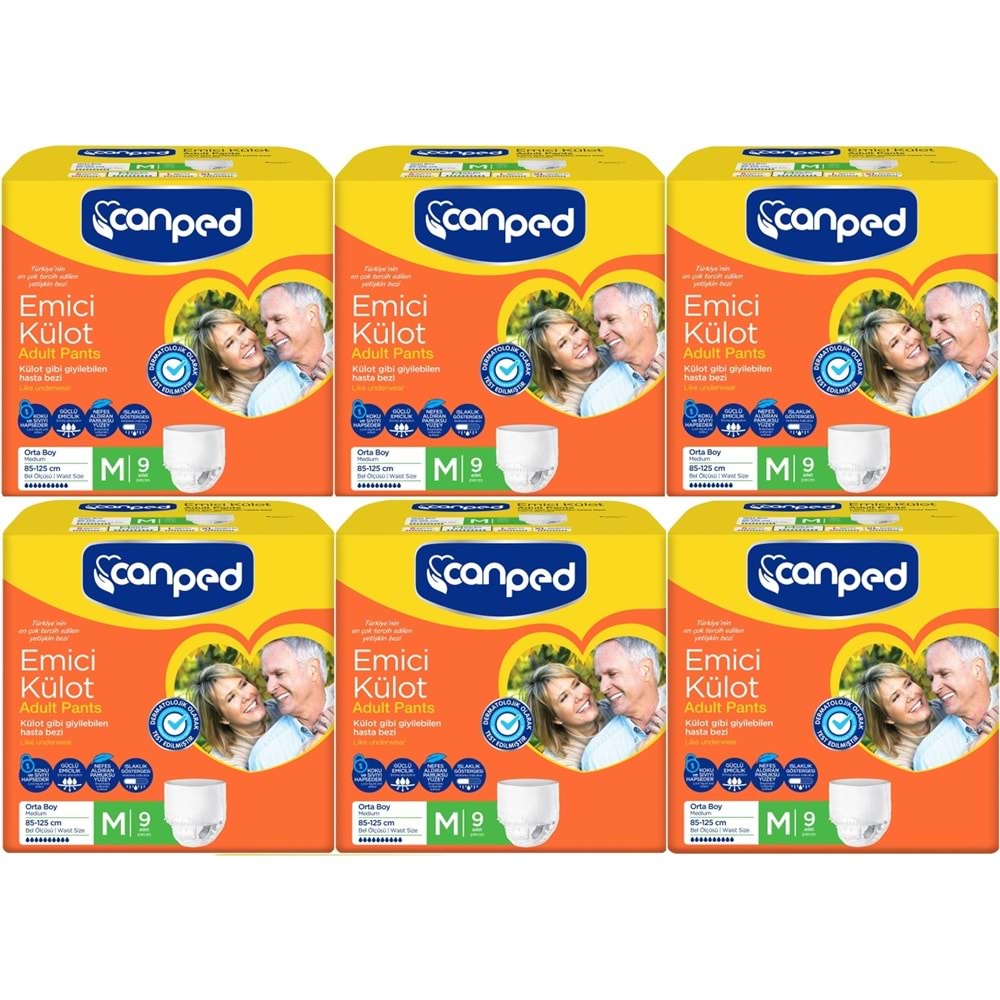 Canped Emici Külot Hasta Bezi M - Orta 54 Adet (6PK*9)
