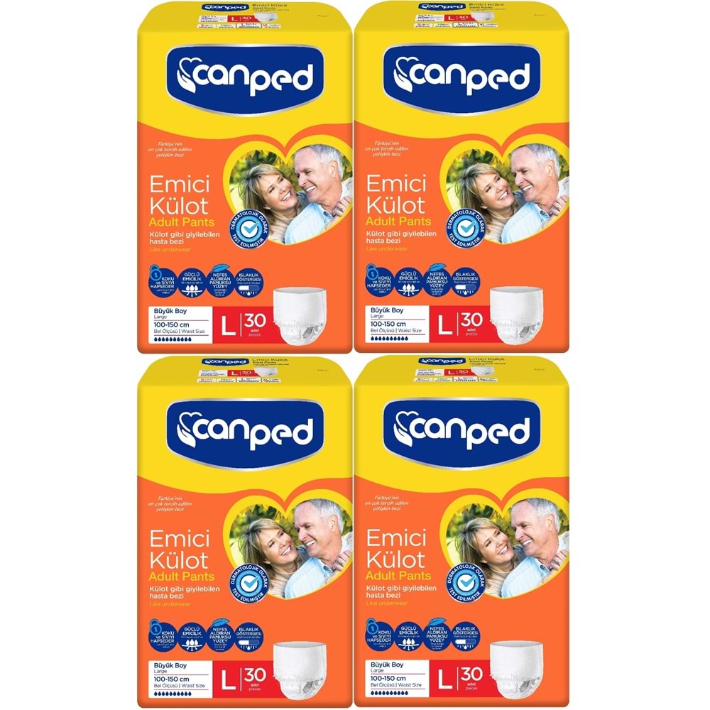 Canped Emici Külot Hasta Bezi L - Large - Büyük 120 Adet Büyük (4PK*30)