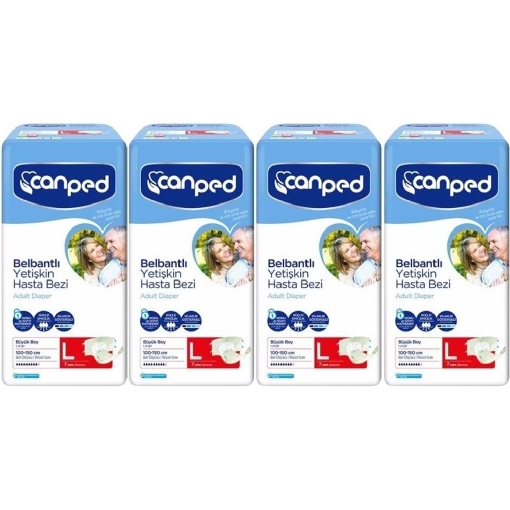 Canped Hasta Bezi Yetişkin Bel Bantlı Polietilen L-Large Büyük Boy 28 Adet (4PK*7)