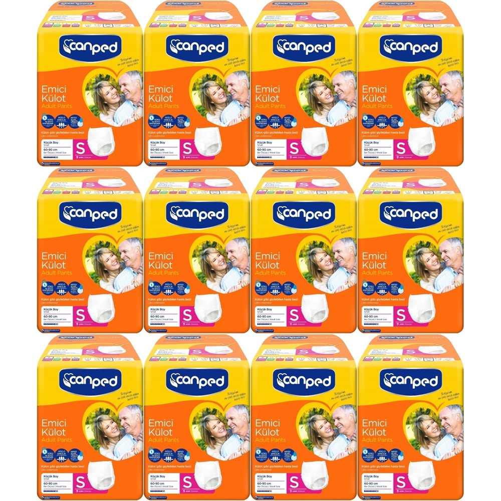 Canped Emici Külot Hasta Bezi S-Küçük Small 108 Adet (12PK*9)