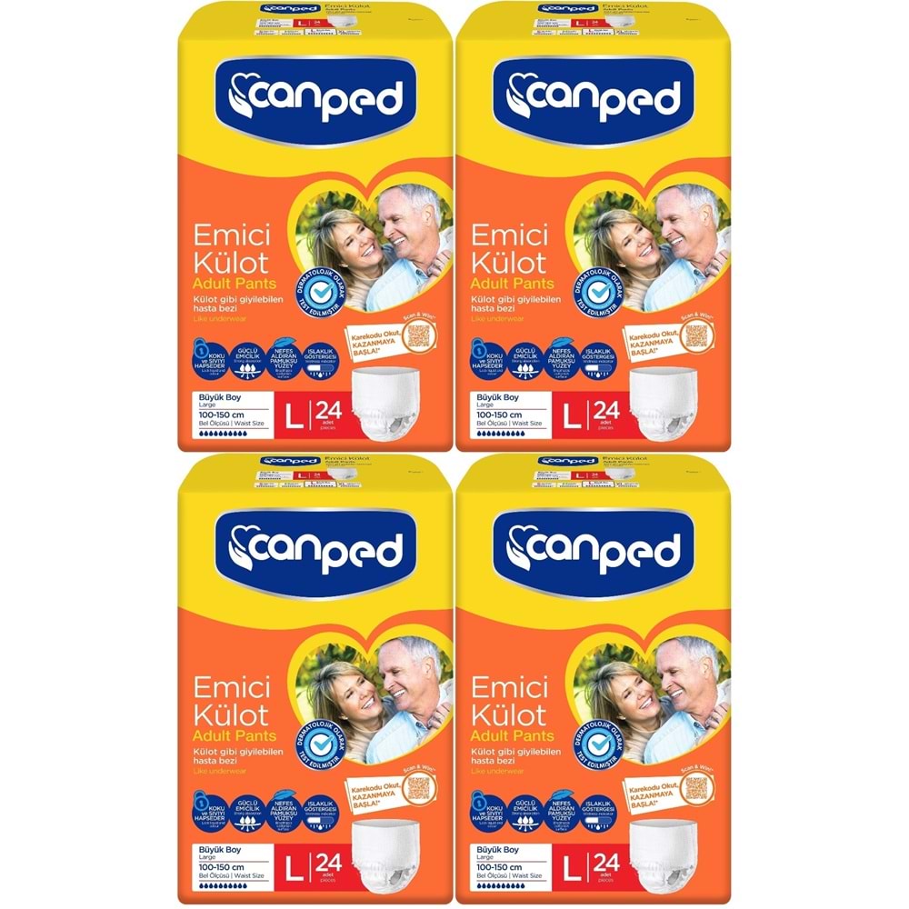 Canped Emici Külot Hasta Yetişkin Bezi L - Büyük - Large 96 Adet (4PK*24)
