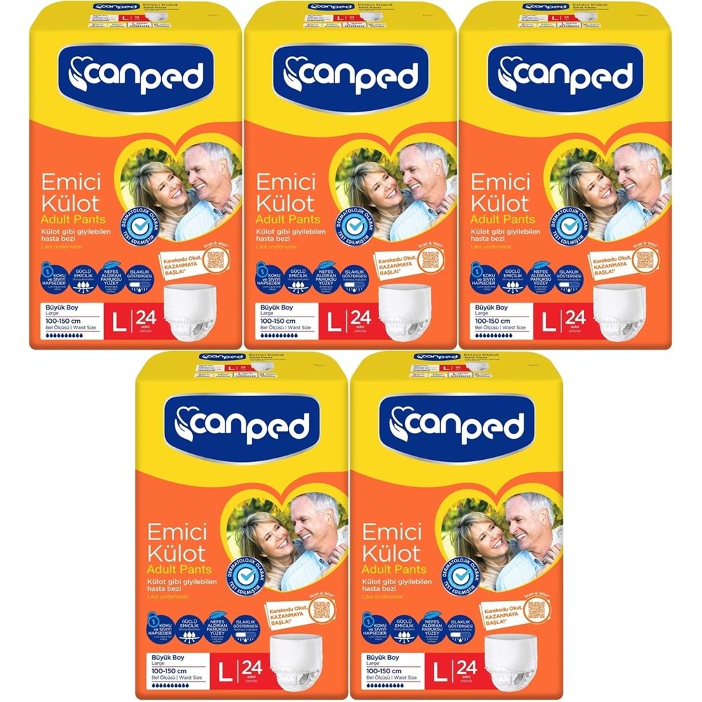 Canped Emici Külot Hasta Yetişkin Bezi L - Büyük - Large 120 Adet (5PK*24)