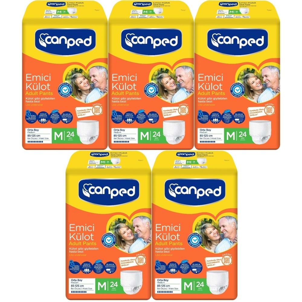 Canped Emici Külot Hasta Yetişkin Bezi M - Orta - Medium 120 Adet (5PK*24)