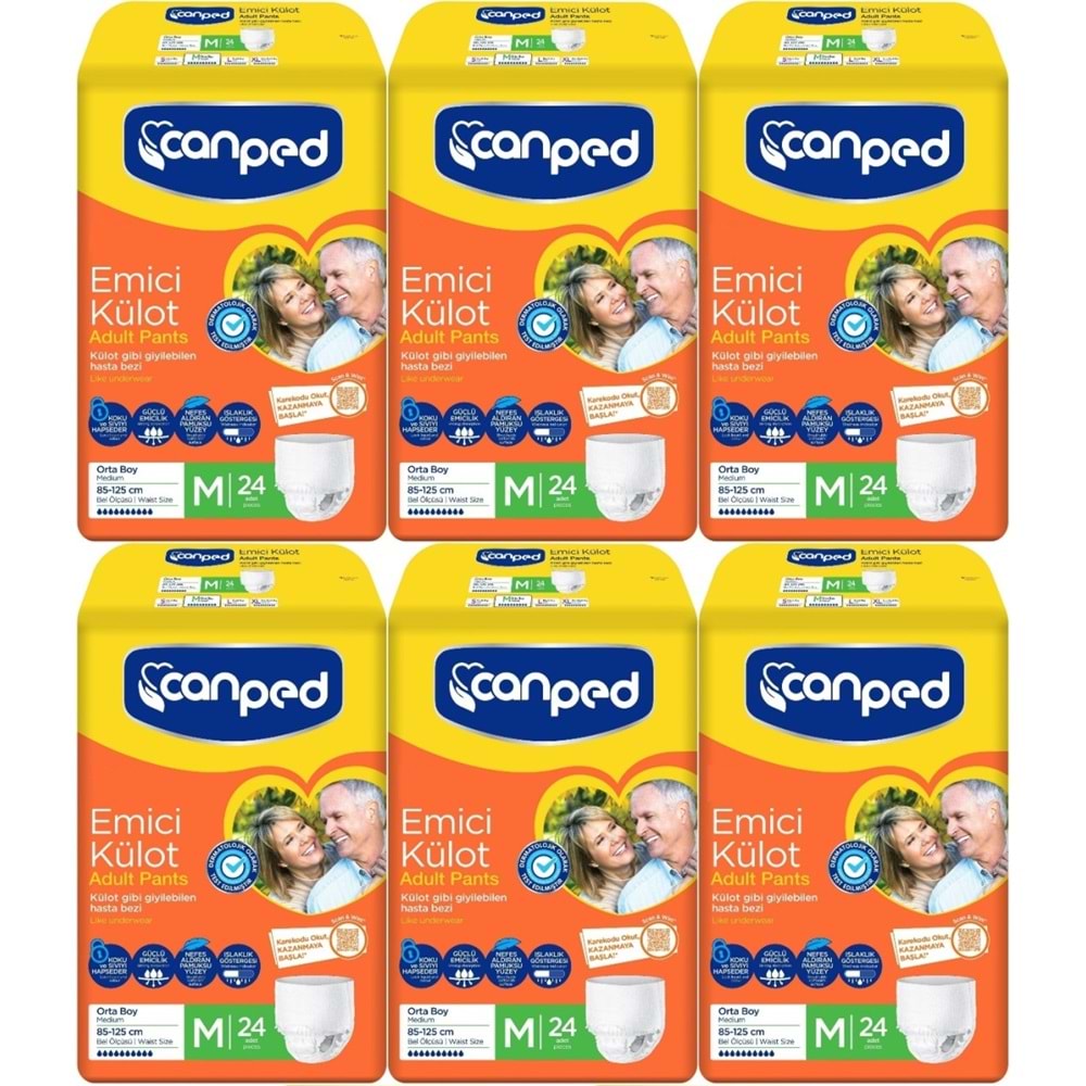 Canped Emici Külot Hasta Yetişkin Bezi M - Orta - Medium 144 Adet (6PK*24)