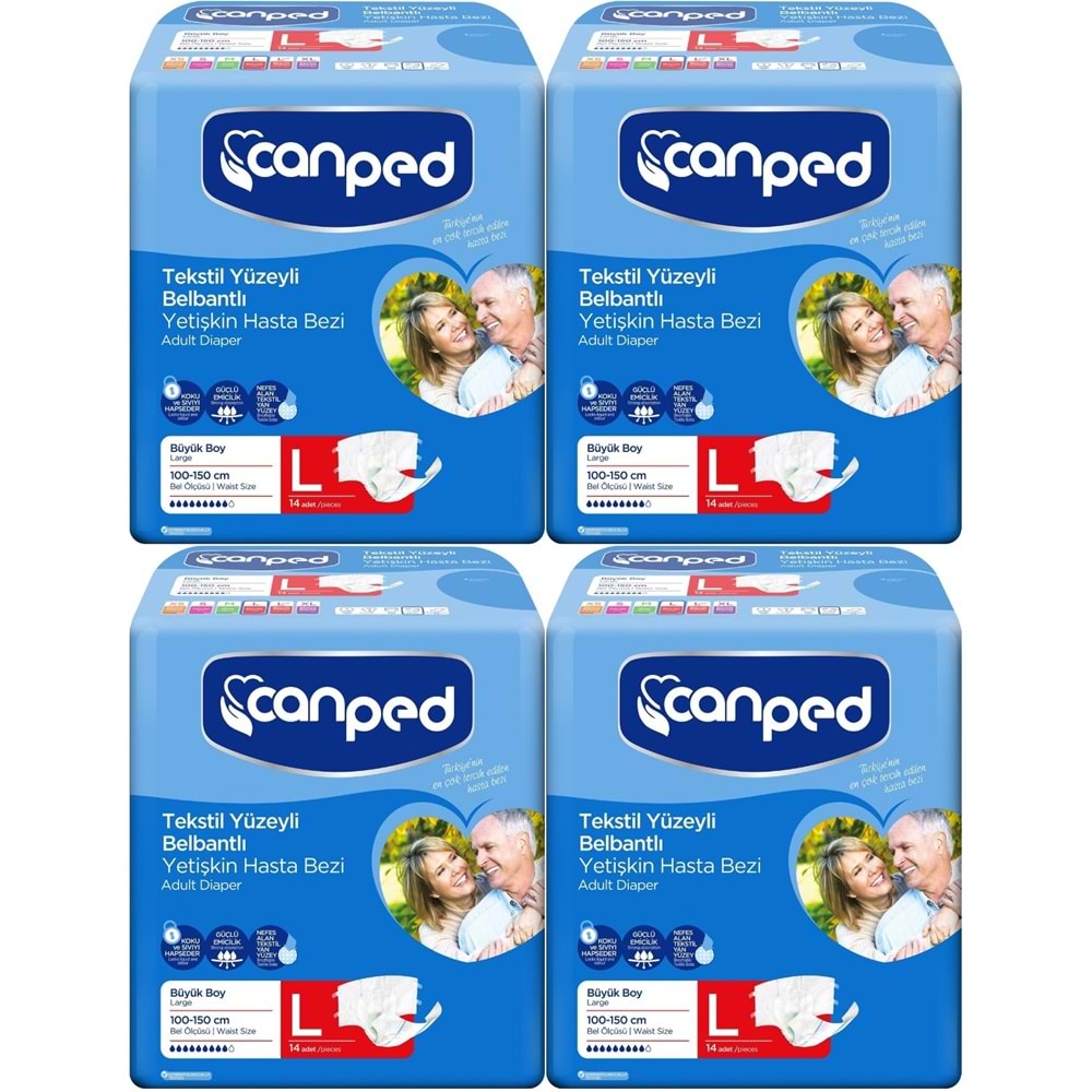 Canped Hasta Bezi Yetişkin Bel Bantlı Tekstil Yüzey L - Büyük - Large 56 Adet (4PK*14)