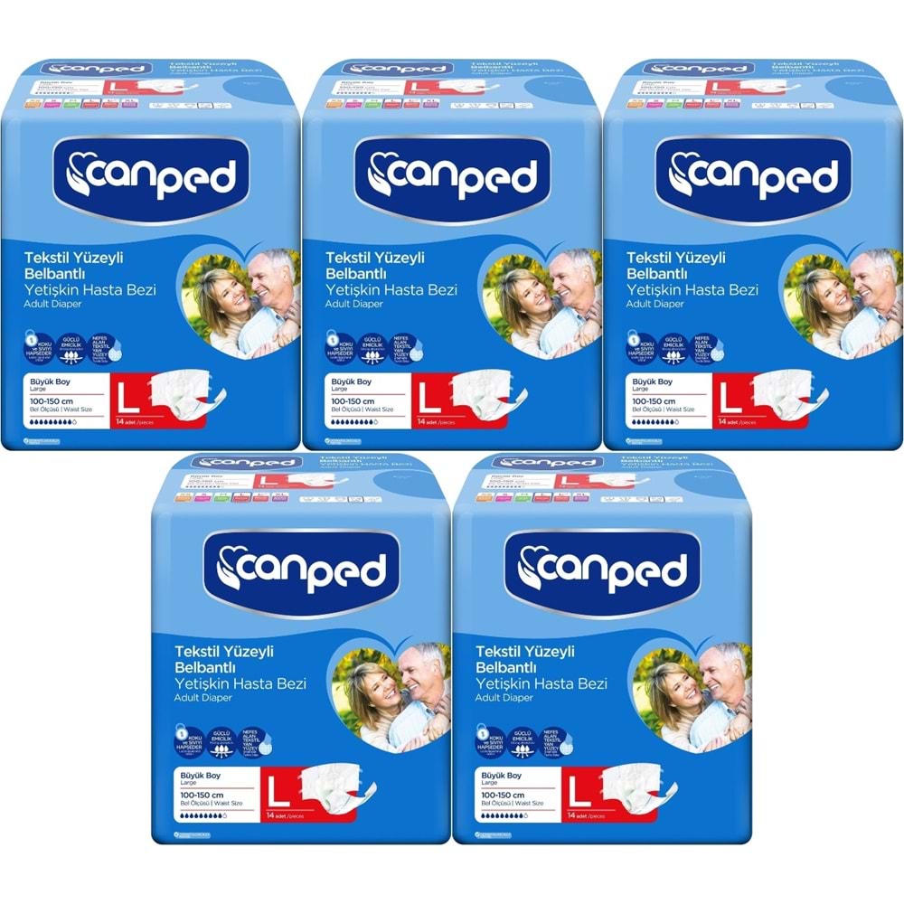 Canped Hasta Bezi Yetişkin Bel Bantlı Tekstil Yüzey L - Büyük - Large 70 Adet (5PK*14)