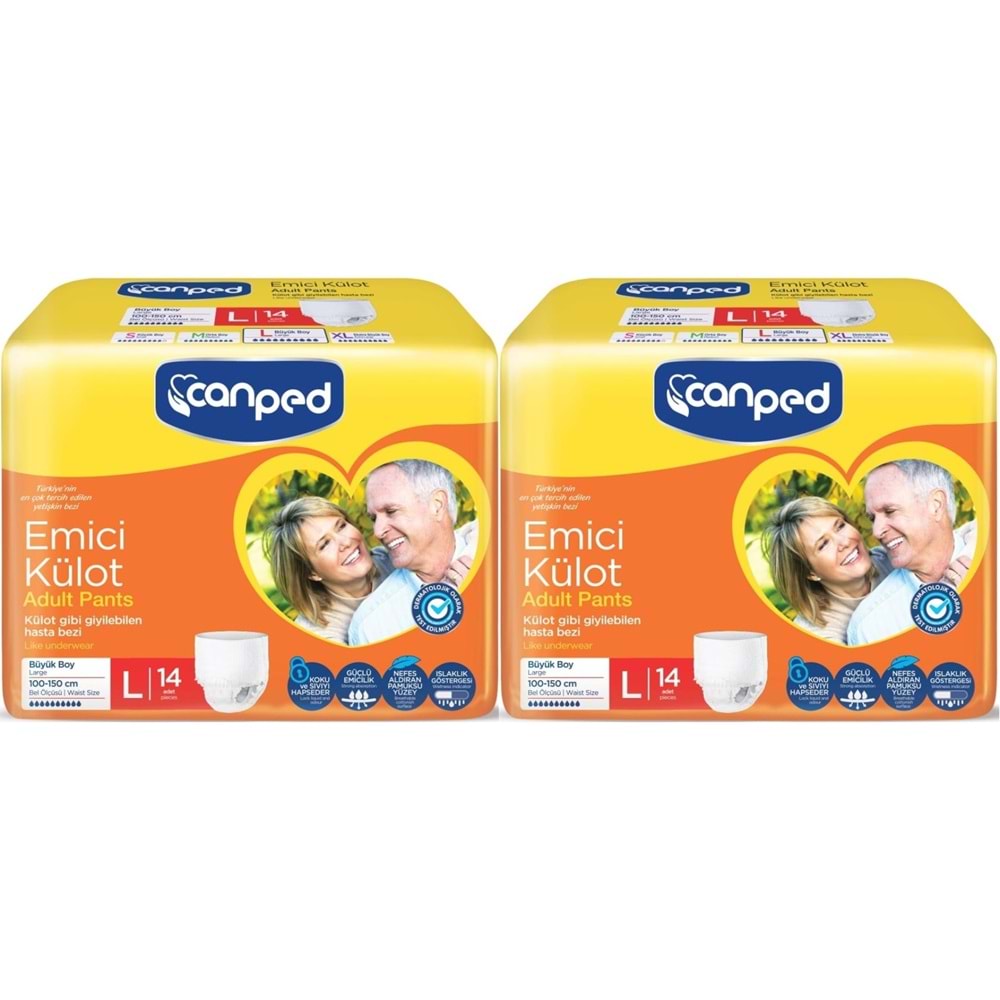 Canped Emici Külot Pants Hasta Yetişkin Bezi L - Büyük - Large Ekonomik Pk 28 Adet (2PK*14)