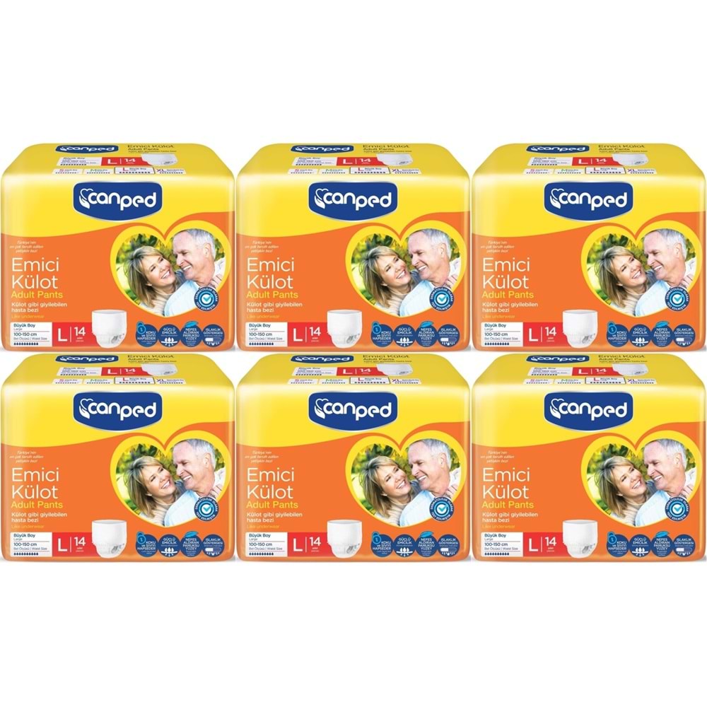 Canped Emici Külot Pants Hasta Yetişkin Bezi L - Büyük - Large Ekonomik Pk 84 Adet (6PK*14)