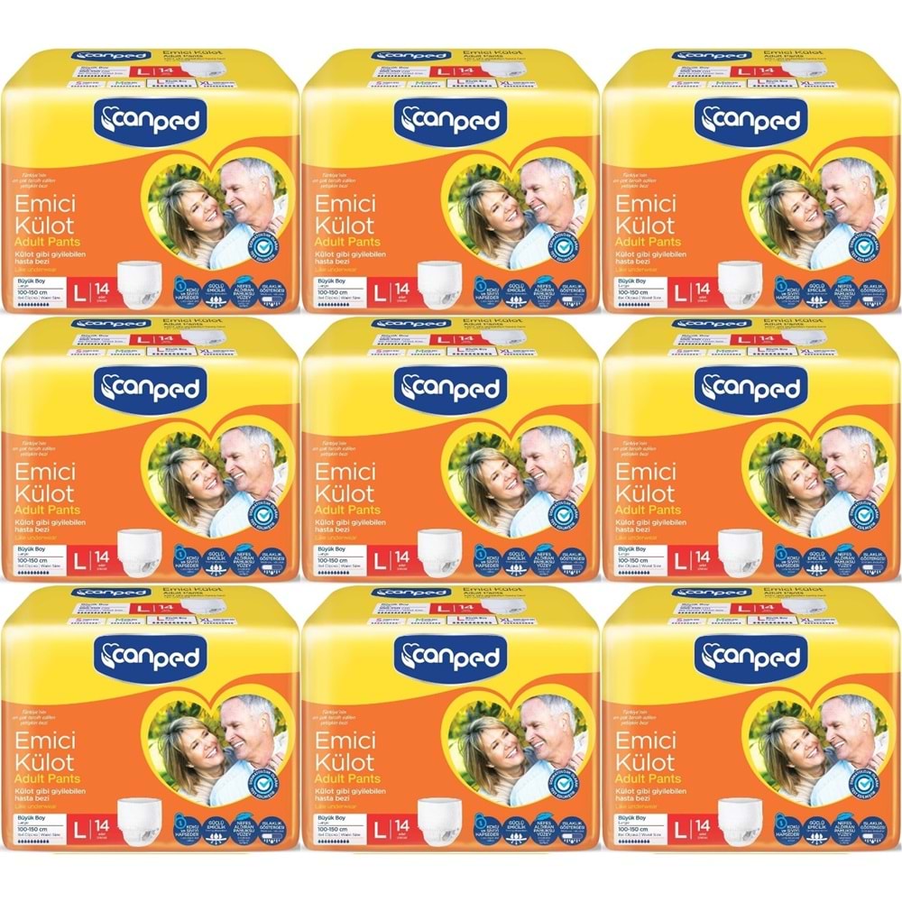 Canped Emici Külot Pants Hasta Yetişkin Bezi L - Büyük - Large Ekonomik Pk 126 Adet (9PK*14)