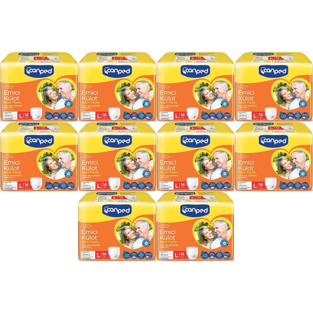 Canped Emici Külot Pants Hasta Yetişkin Bezi L - Büyük - Large Ekonomik Pk 140 Adet (10PK*14)
