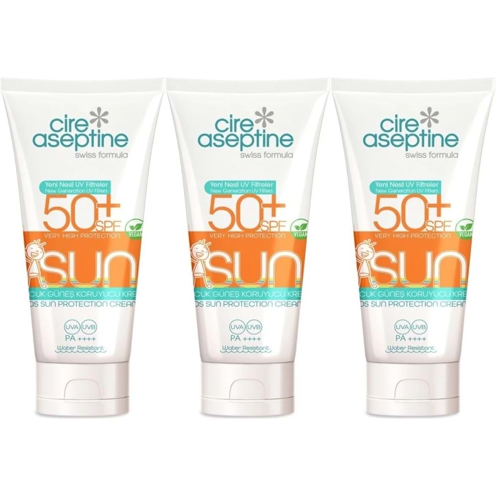 Cire Aseptine Sun Güneş Koruyucu Kremi Çocuk 50+ SPF 150 ML (3 Lü Set)