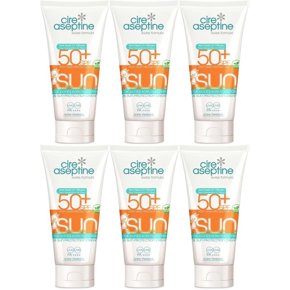 Cire Aseptine Sun Güneş Koruyucu Kremi Çocuk 50+ SPF 150 ML (6 Lı Set)