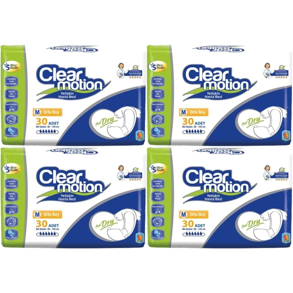 Clearmotion Yetişkin Hasta Bezi Bel Bantlı M - Orta - Medium 120 Adet (4PK*30)