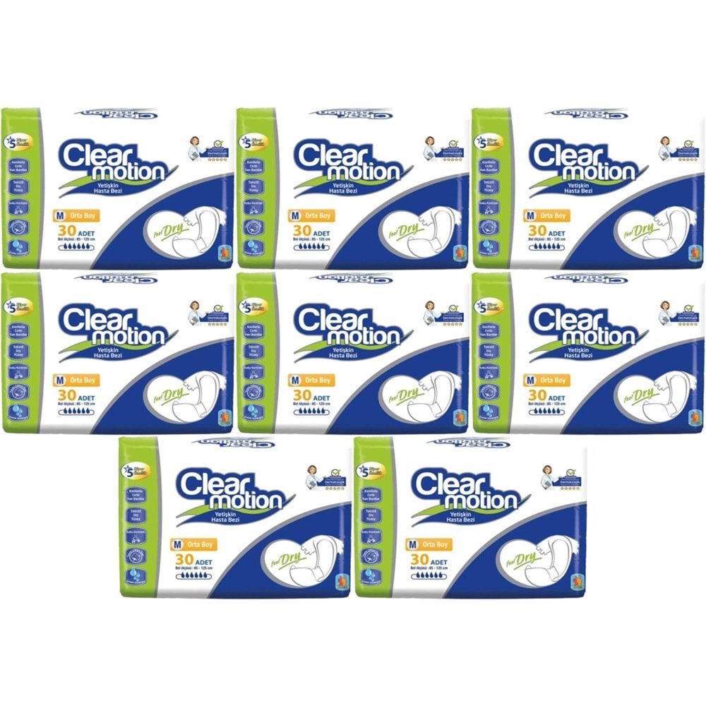 Clearmotion Yetişkin Hasta Bezi Bel Bantlı M - Orta - Medium 240 Adet (8PK*30)