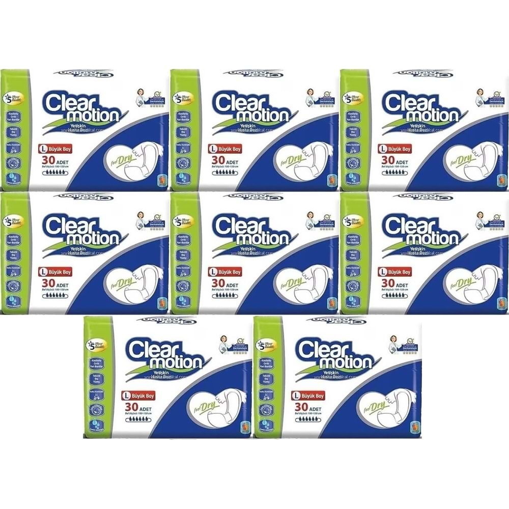 Clearmotion Yetişkin Hasta Bezi Bel Bantlı L - Büyük - Large 240 Adet (8PK*30)