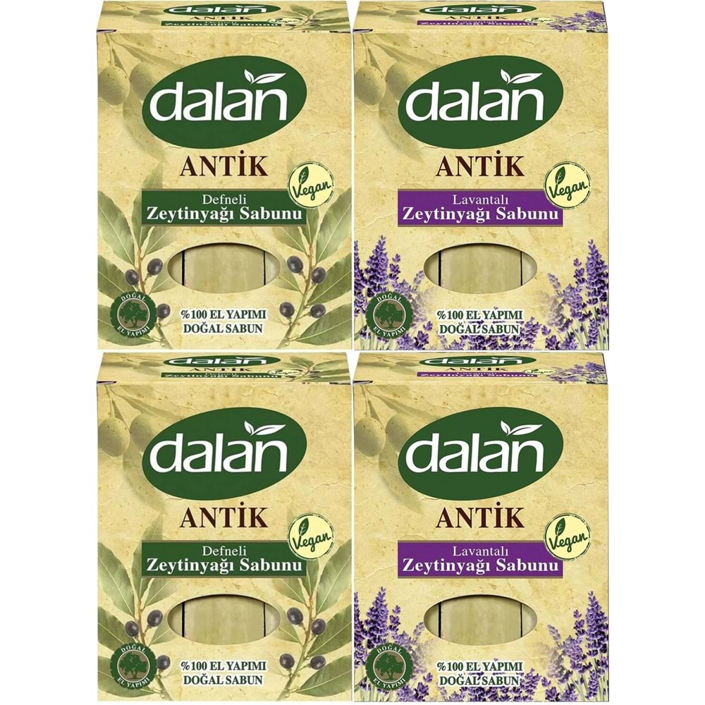 Dalan Antik Defneli Zeytinyağı Sabunu 900GR (Klasik & Lavantalı) (Karma 4 Lü Set)