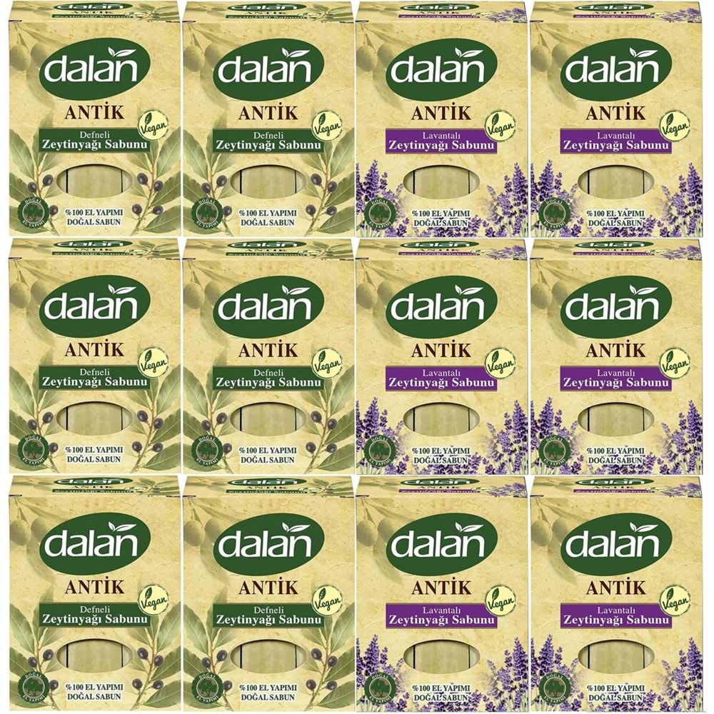 Dalan Antik Defneli Zeytinyağı Sabunu 900GR (Klasik & Lavantalı) (Karma 12 Li Set)