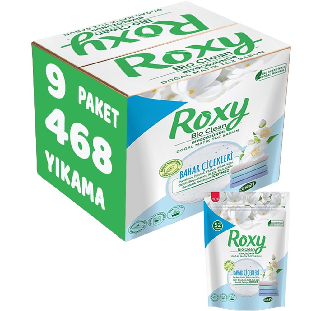 Dalan Roxy Bio Clean Matik Sabun Tozu 1.6Kg Bahar Çiçekleri 9 Lu Set (468 Yıkama)