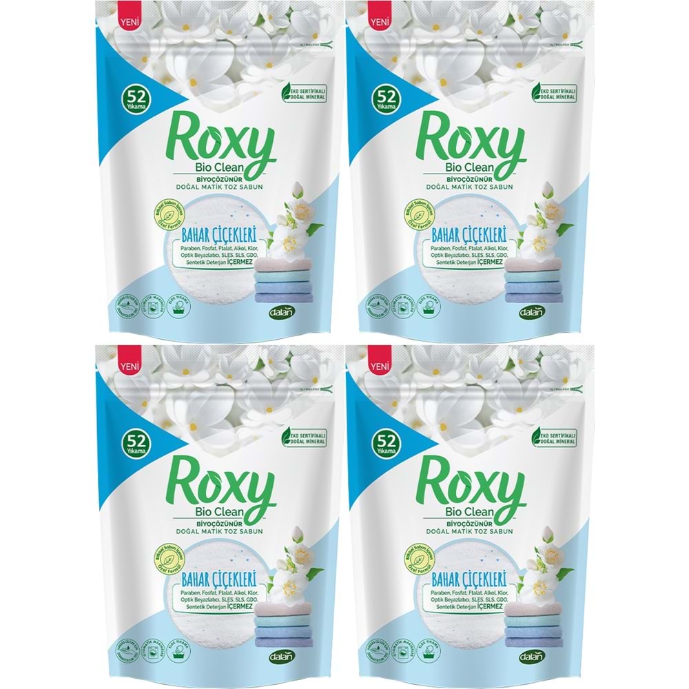 Dalan Roxy Bio Clean Matik Sabun Tozu 1.6Kg Bahar Çiçekleri (4 Lü Set) (208 Yıkama)