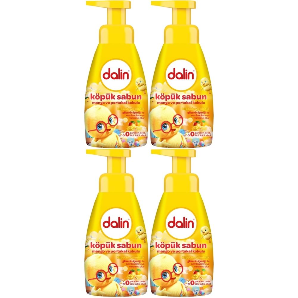 Dalin Köpük Sabun 200ML Mango ve Portakal Kokulu Çoçuklarınız İçin (4 Lü Set)