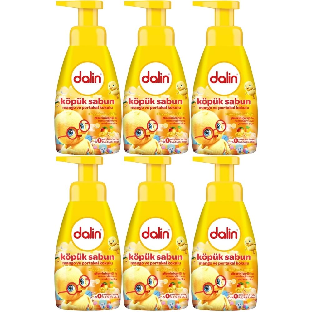 Dalin Köpük Sabun 200ML Mango ve Portakal Kokulu Çoçuklarınız İçin (6 Lı Set)