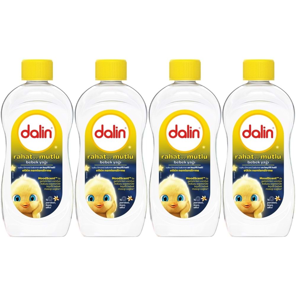 Dalin Bebek Yağı 300ML Rahat ve Mutlu Vanilya Kokulu Nemlendirici (4 Lü Set)