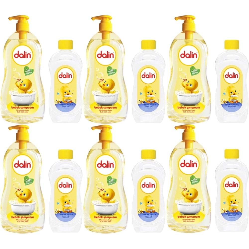 Dalin Bebek Şampuanı Klasik 700ML Pompalı + 100ML Bebek Yağı (Rahat ve Mutlu) (6 Lı Set)