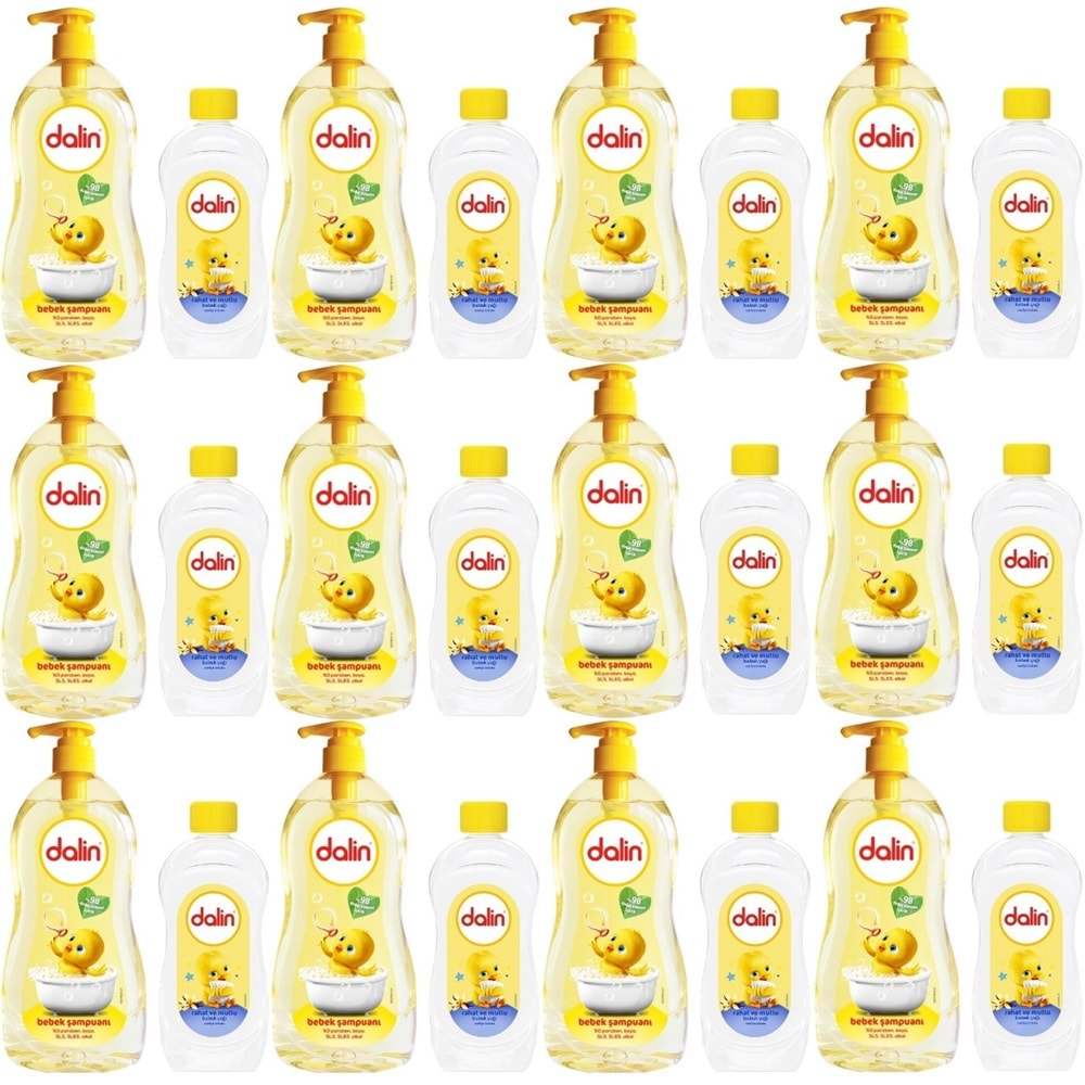 Dalin Bebek Şampuanı Klasik 700ML Pompalı + 100ML Bebek Yağı (Rahat ve Mutlu) (12 Li Set)