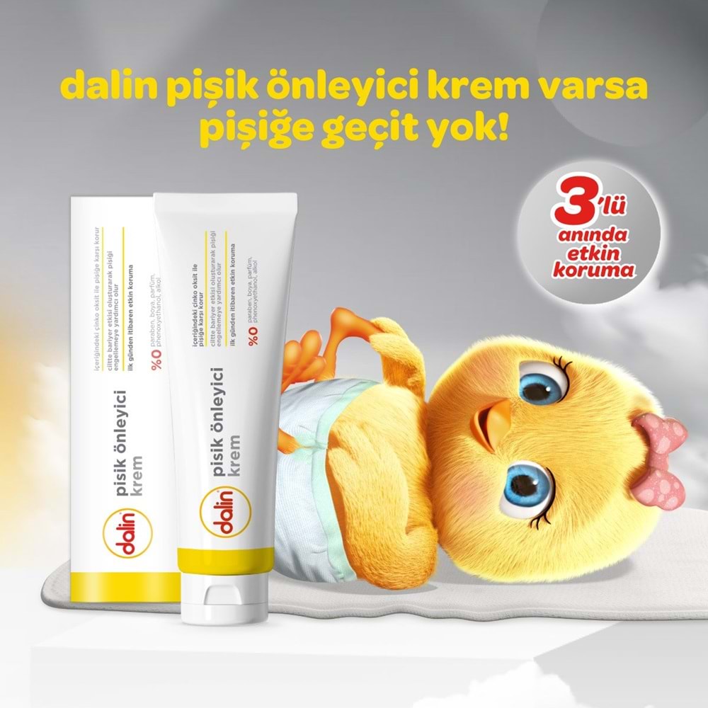 Dalin Pişik öneliyici Krem/Pişik Kremi 100ML (Bebekler İçin) (3 Lü Set)