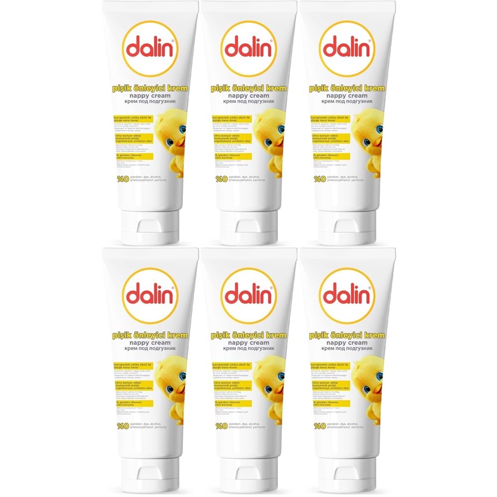 Dalin Pişik öneliyici Krem/Pişik Kremi 100ML (Bebekler İçin) (6 Lı Set)
