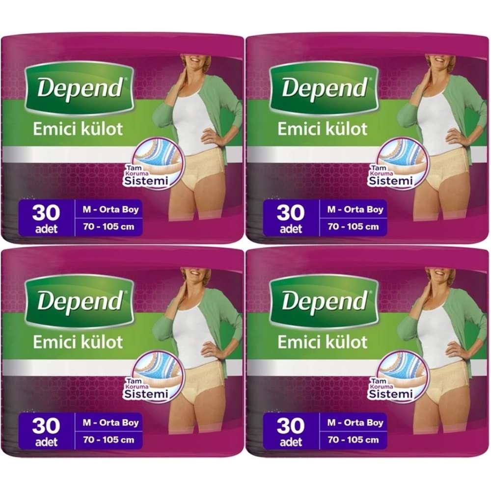Depend Emici Külot Hasta Bezi Medium - Orta Kadın 120 Adet (4PK*30)