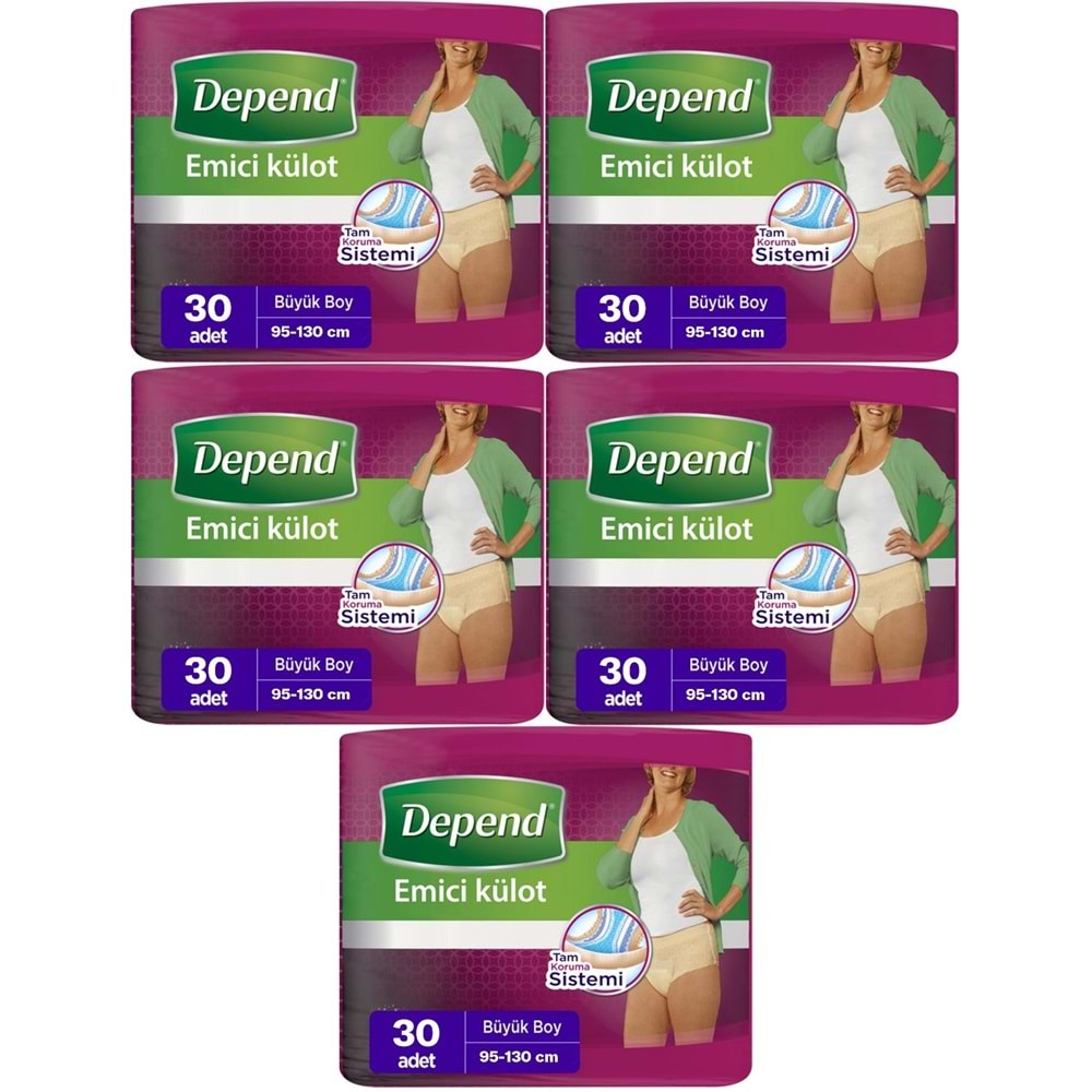Depend Emici Külot Hasta Bezi Large - Büyük Kadın 150 Adet (5PK*30)