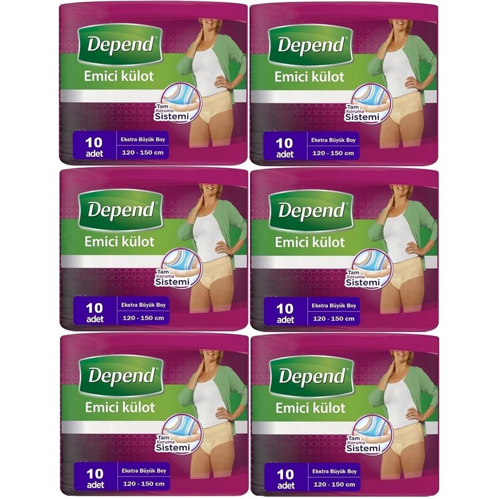Depend Emici Külot Hasta Bezi XL - Extra Büyük Kadın 60 Adet (6PK*10)