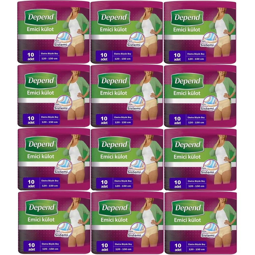 Depend Emici Külot Hasta Bezi XL - Extra Büyük Kadın 120 Adet (12PK*10)