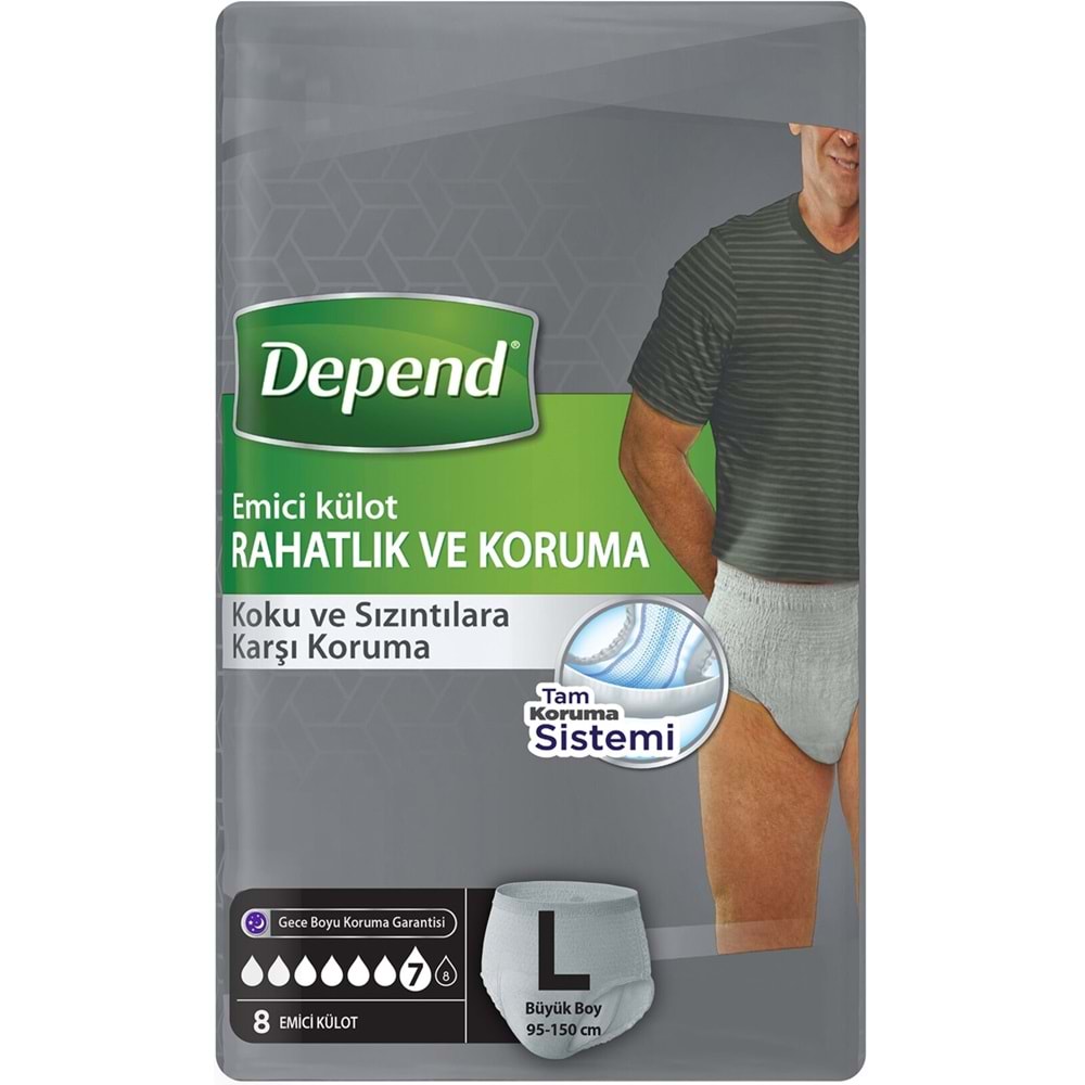 Depend Emici Külot Pants Hasta Bezi L - Büyük - Large Erkek 40 Adet (5PK*8)