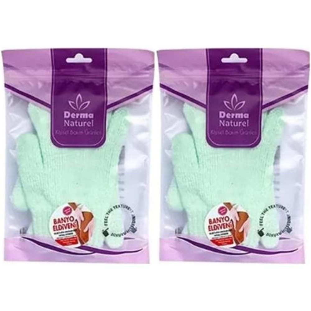 Derma Naturel Parmaklı Banyo Eldiveni MS-23 (2 Li Set)