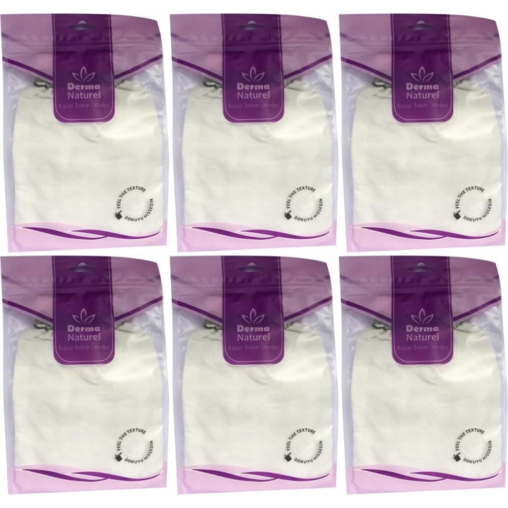 Derma Naturel Krep Lastikli Kese MS-20 (6 Lı Set)