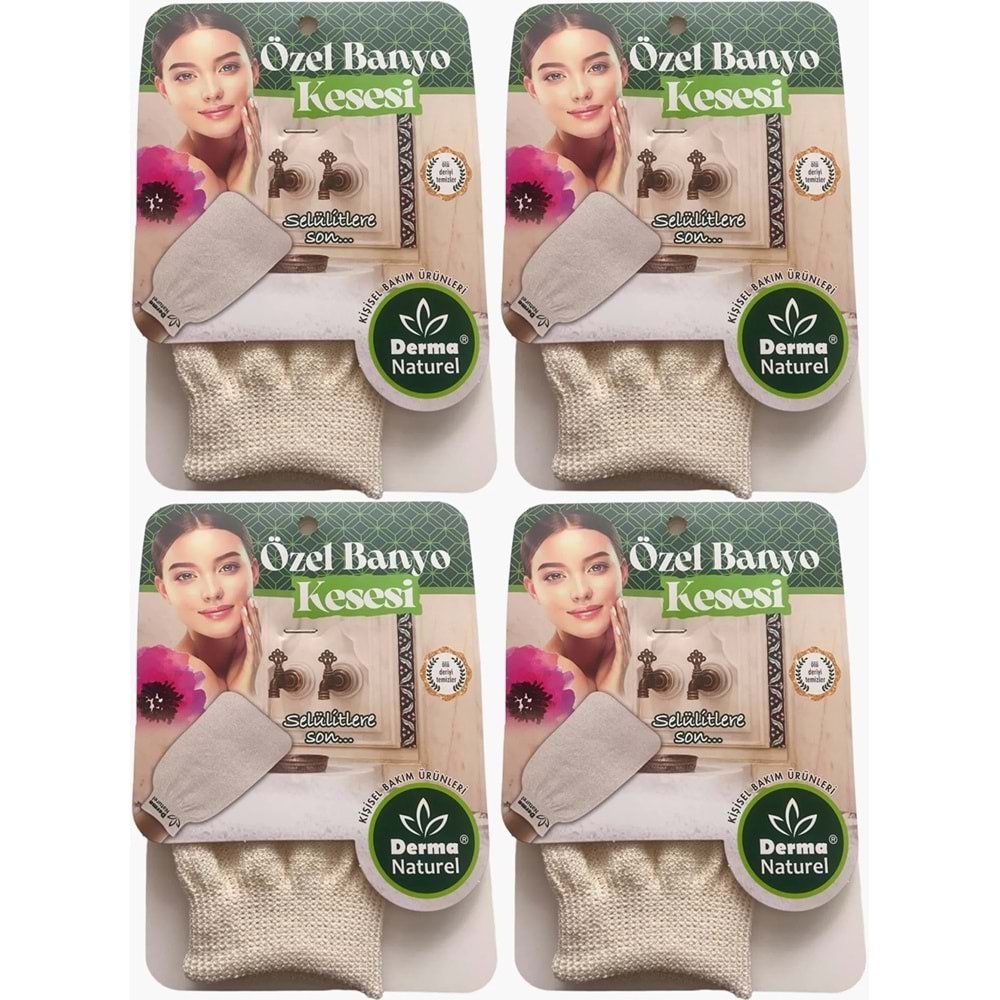 Derma Naturel Özel Banyo Kesesi MS-07 (4 Lü Set)