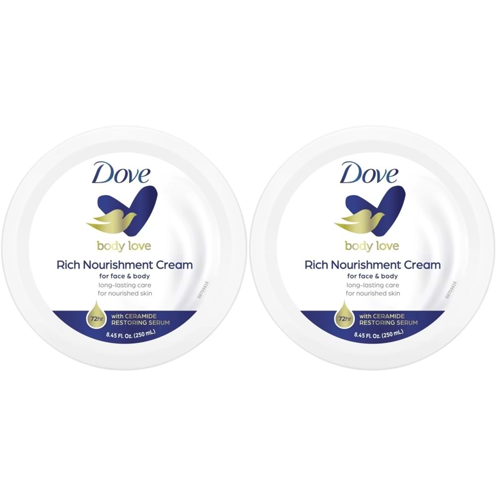 Dove Besleyici El ve Vücut Bakım Kremi 250ML Rich Nourishment Cream (Mavi) (2 Li Set)
