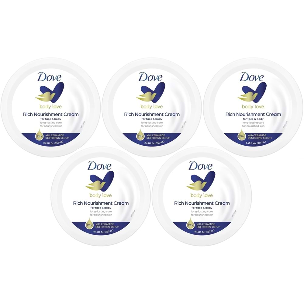 Dove Besleyici El ve Vücut Bakım Kremi 250ML Rich Nourishment Cream (Mavi) (5 Li Set)