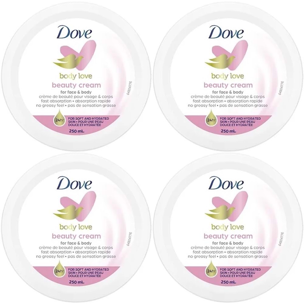 Dove Besleyici El ve Vücut Bakım Kremi 250ML Beauty Cream (Pembe) (4 Lü Set)