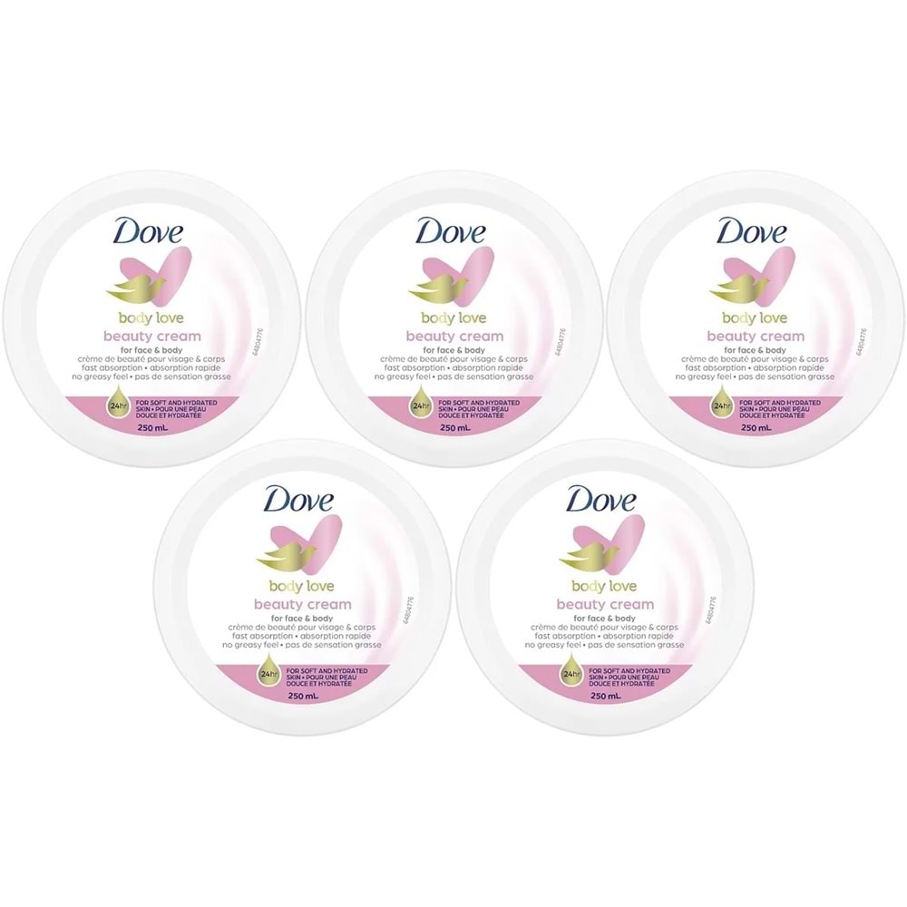 Dove Besleyici El ve Vücut Bakım Kremi 250ML Beauty Cream (Pembe) (5 Li Set)