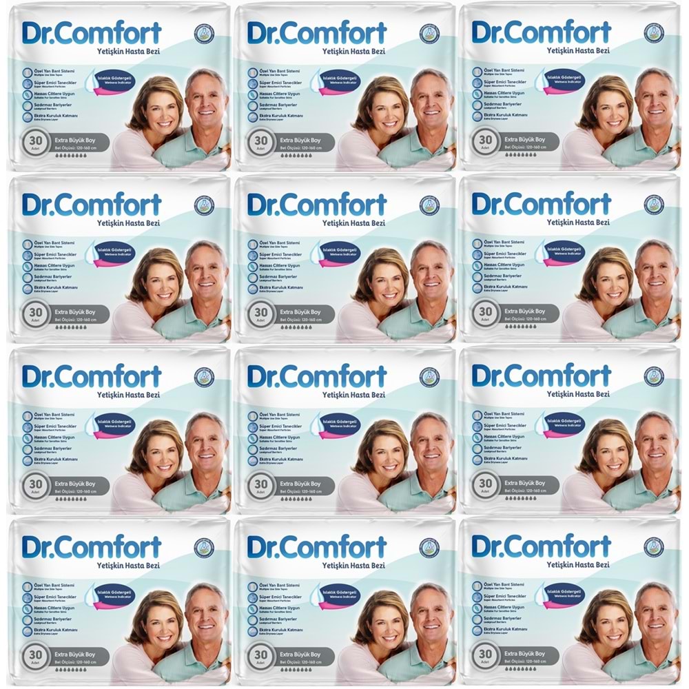 Dr.Comfort Yetişkin Bezi Bel Bantlı Tekstil Yüzeyli XL - Ekstra Büyük 360 Adet