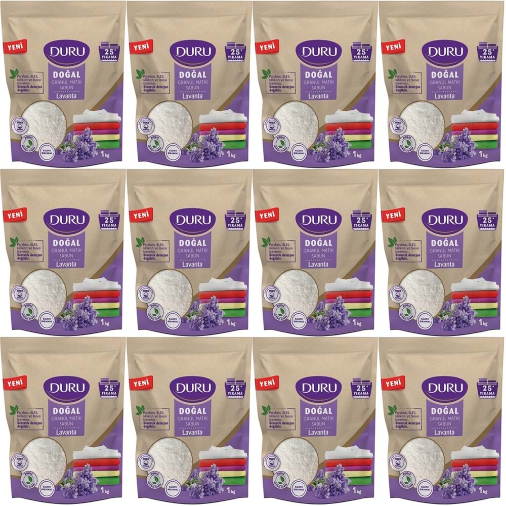 Duru Doğal Granül Matik Sabun Tozu Lavanta 12KG (12PK*1) (300 Yıkama)
